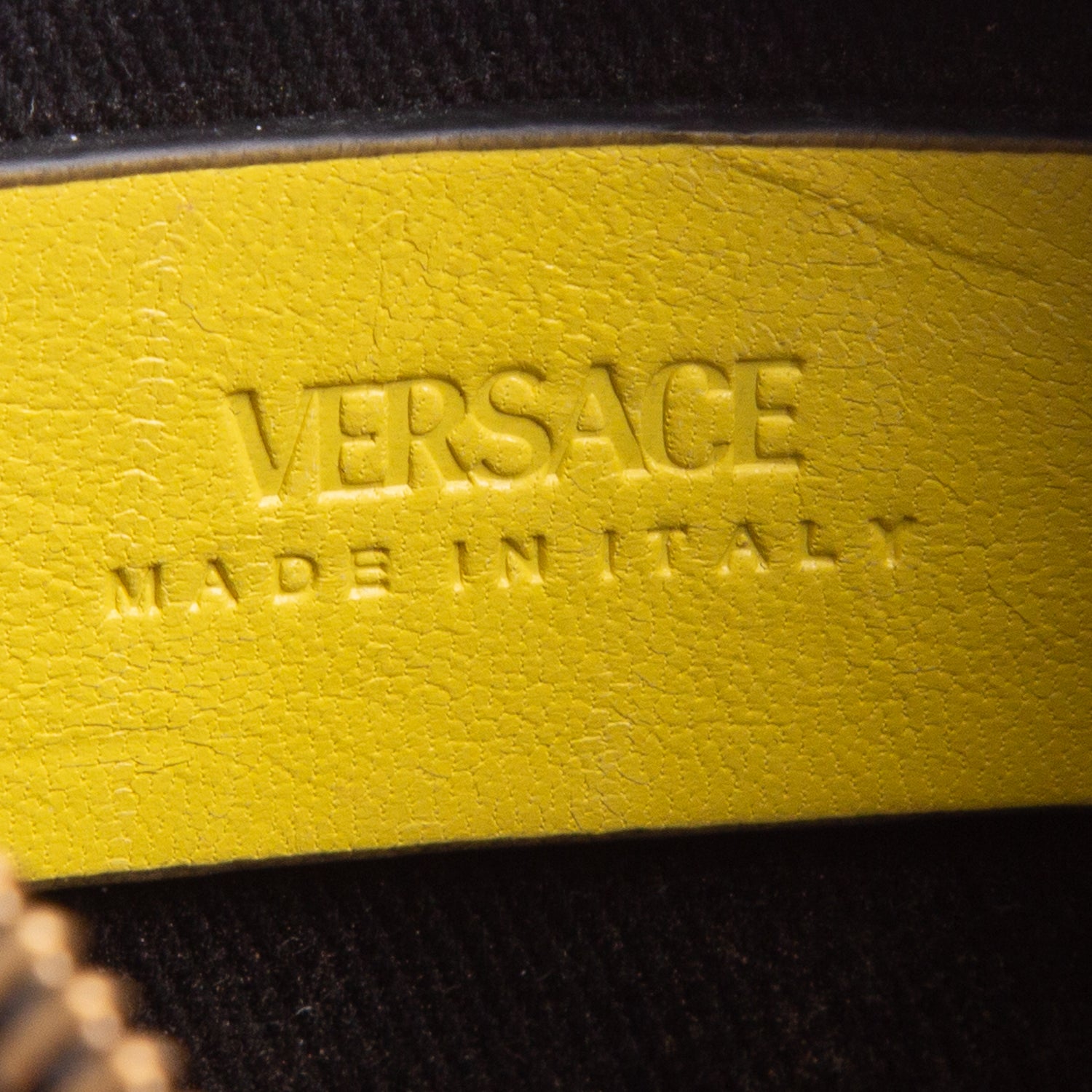 Versace Yellow Coated Canvas Calfskin La Greca Modular Zip Pouch