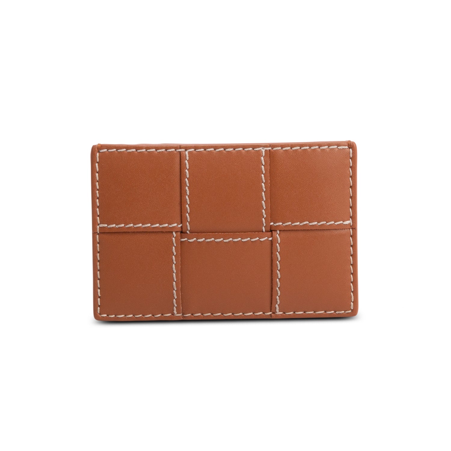 Bottega Veneta Brown Intreccio Calfskin Leather Cassette Credit Card Case