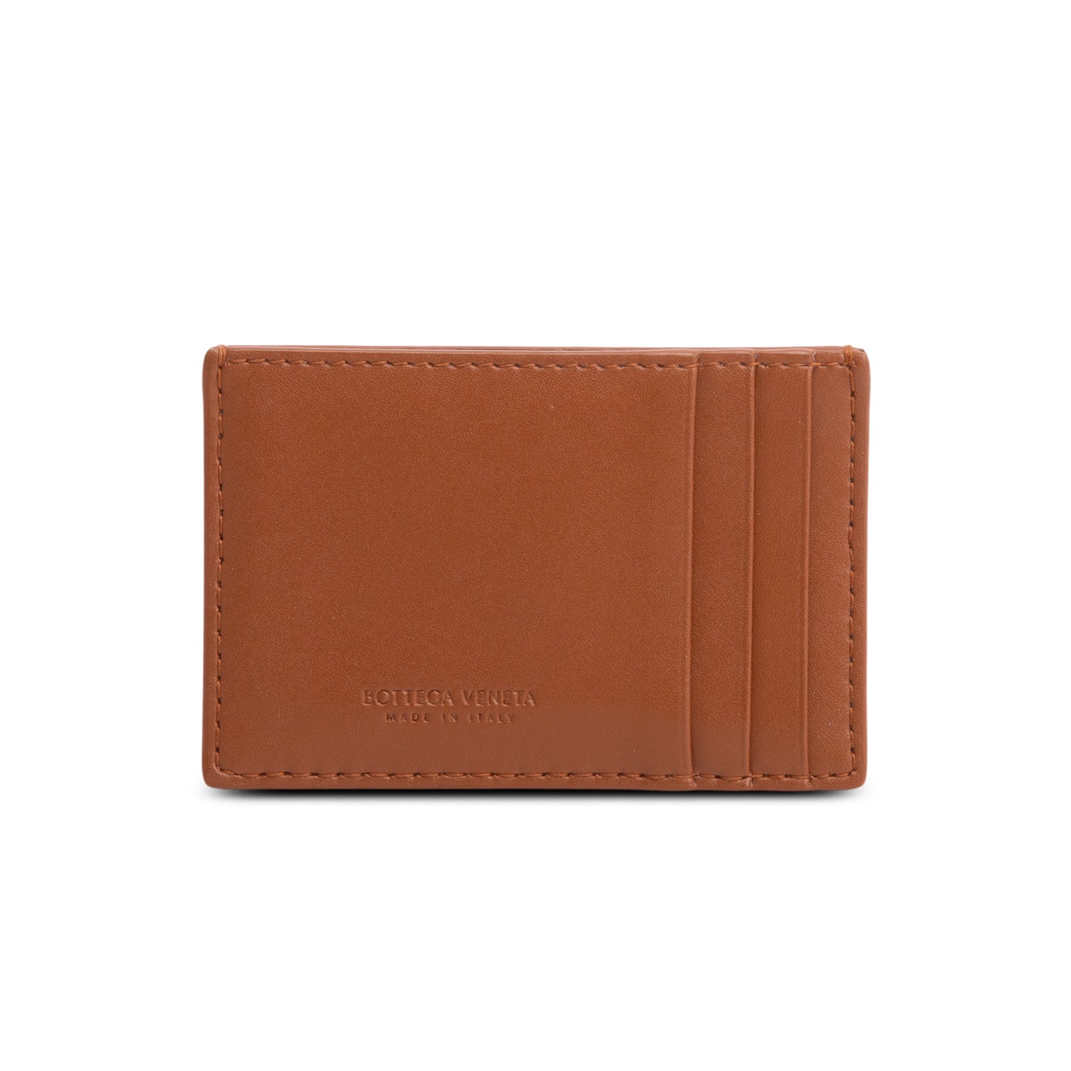 Bottega Veneta Brown Intreccio Calfskin Leather Cassette Credit Card Case