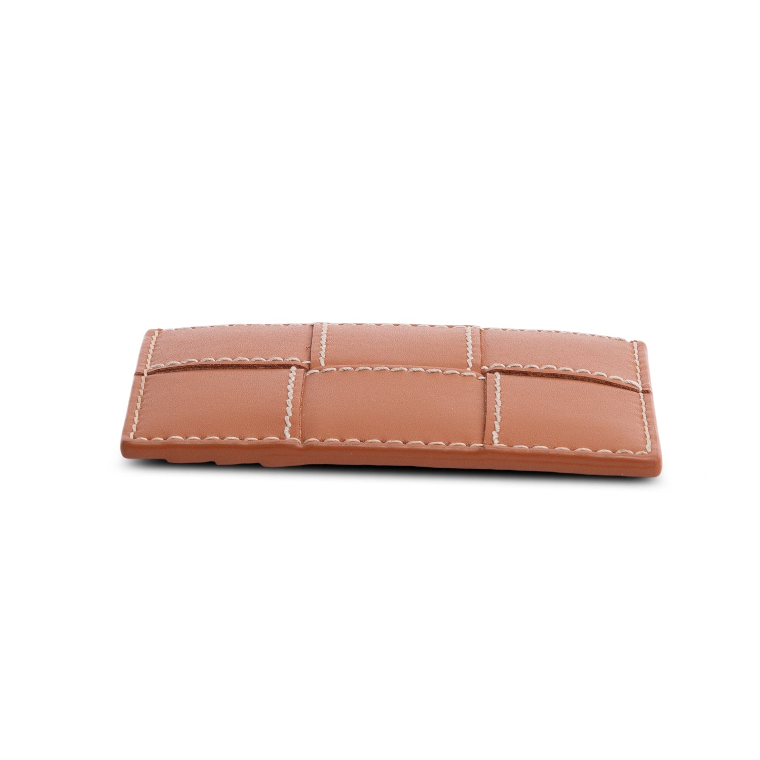 Bottega Veneta Brown Intreccio Calfskin Leather Cassette Credit Card Case