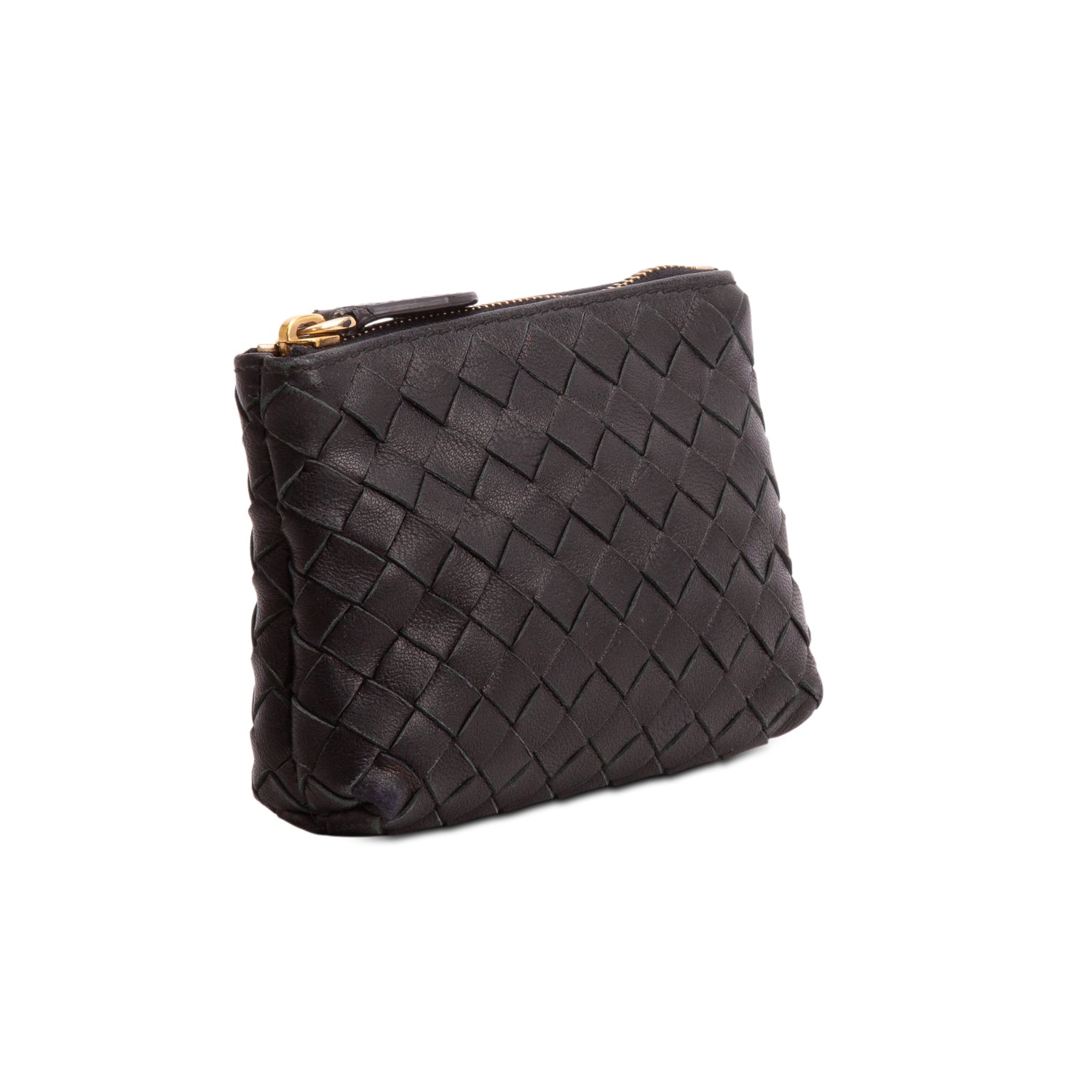 Bottega Veneta Black Nappa Intrecciato Zip Pouch