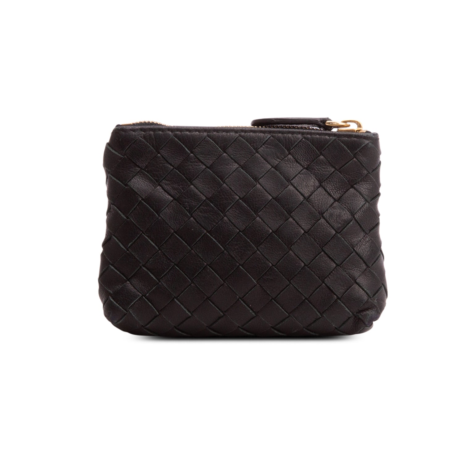 Bottega Veneta Black Nappa Intrecciato Zip Pouch