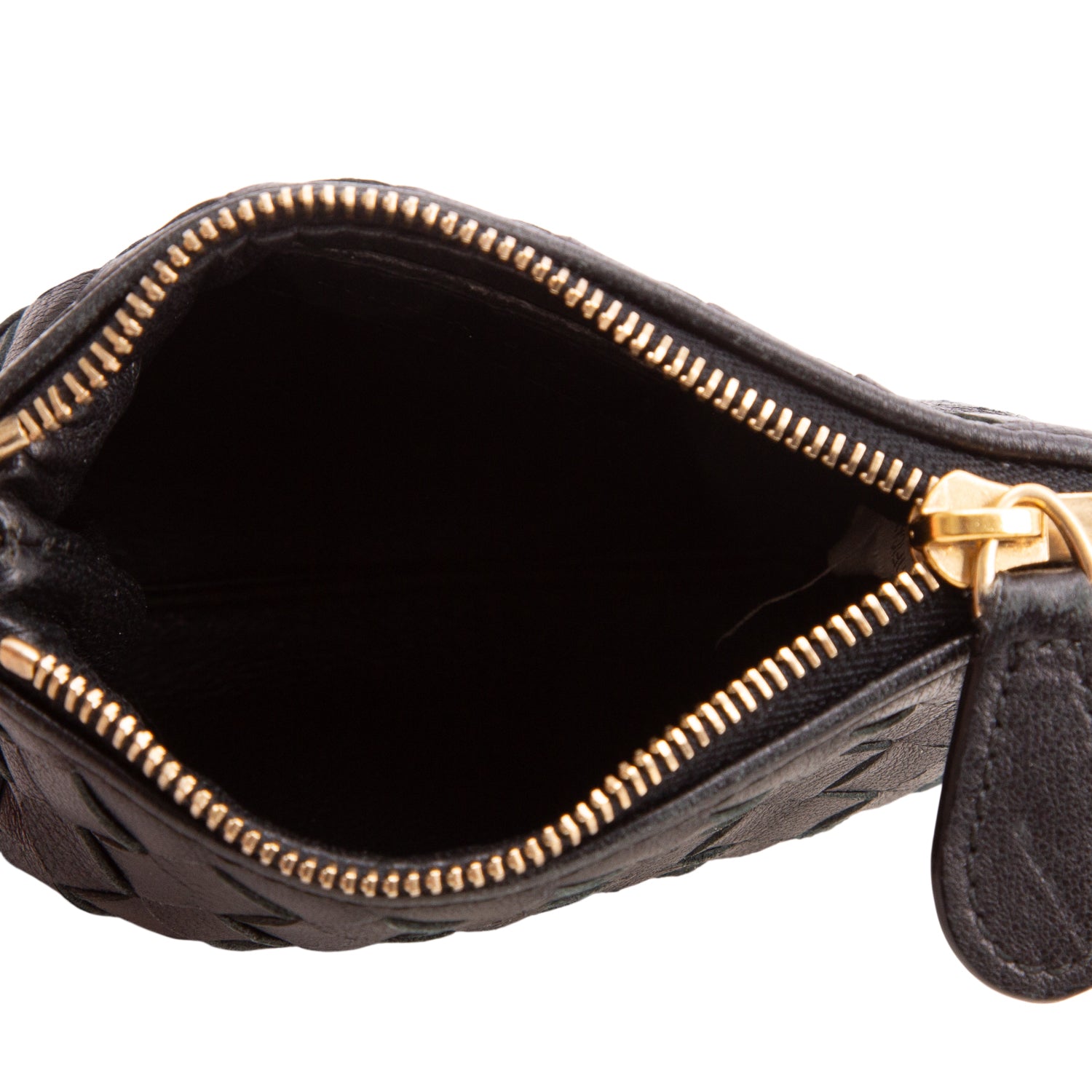 Bottega Veneta Black Nappa Intrecciato Zip Pouch