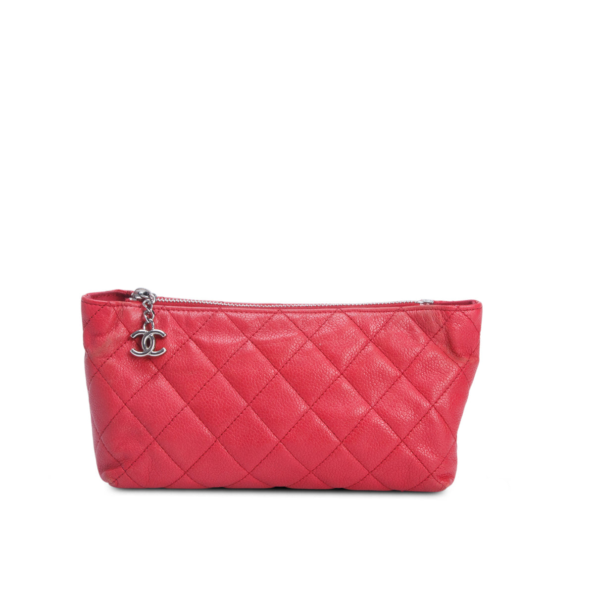 Chanel Red Caviar Quilted Cosmetic Pouch