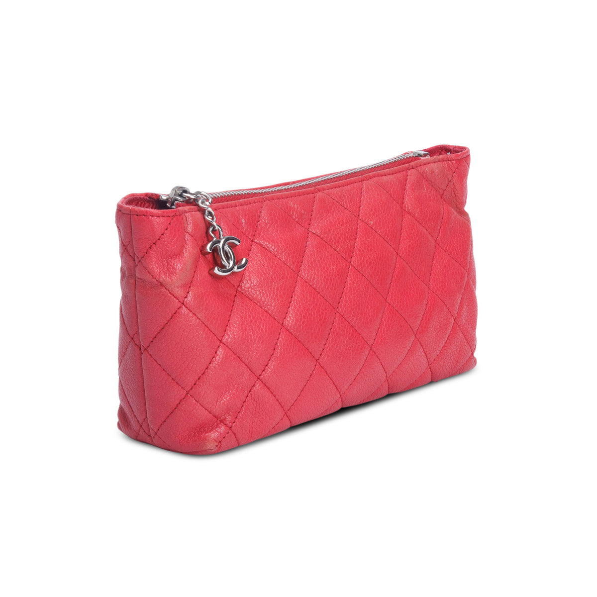 Chanel Red Caviar Quilted Cosmetic Pouch