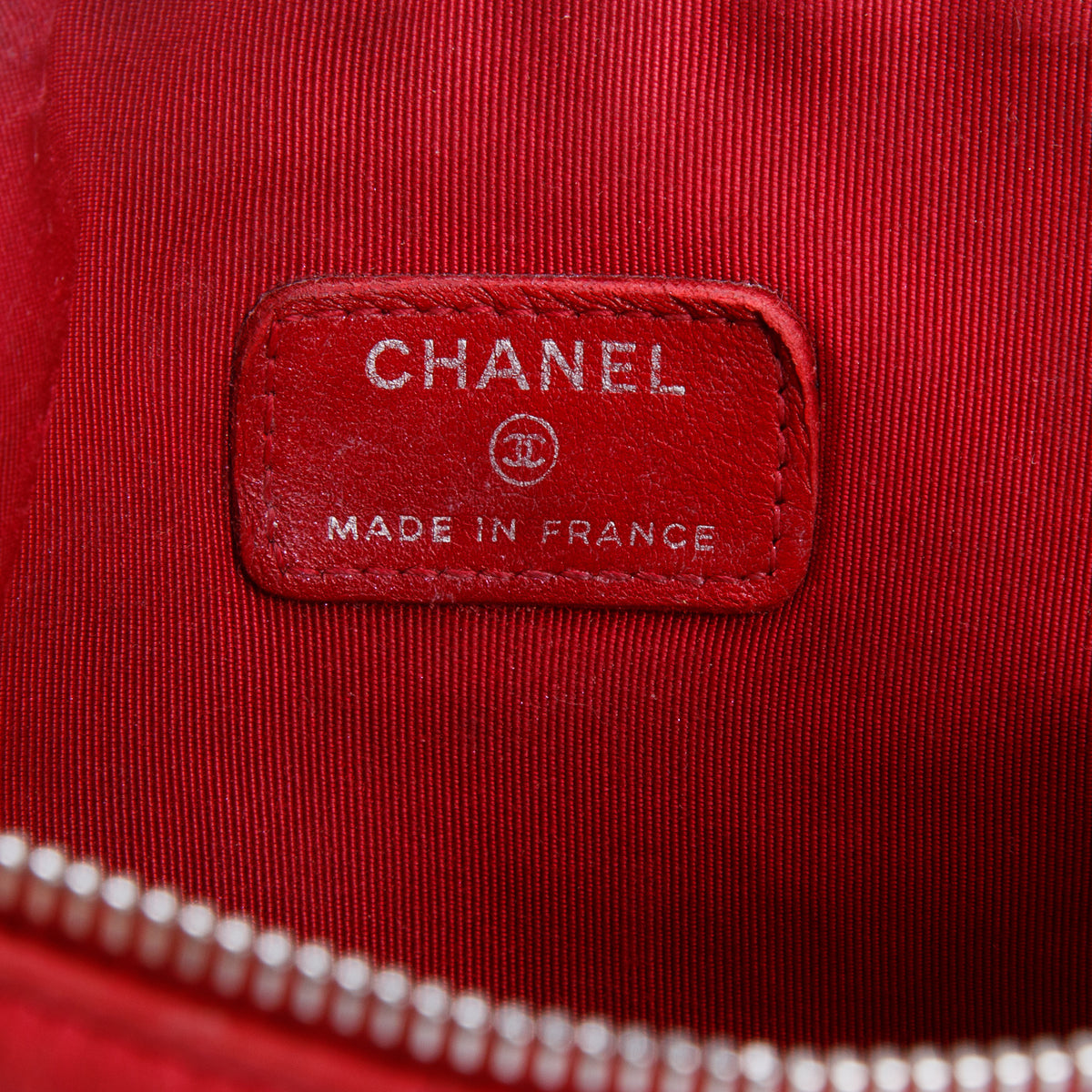 Chanel Red Caviar Quilted Cosmetic Pouch