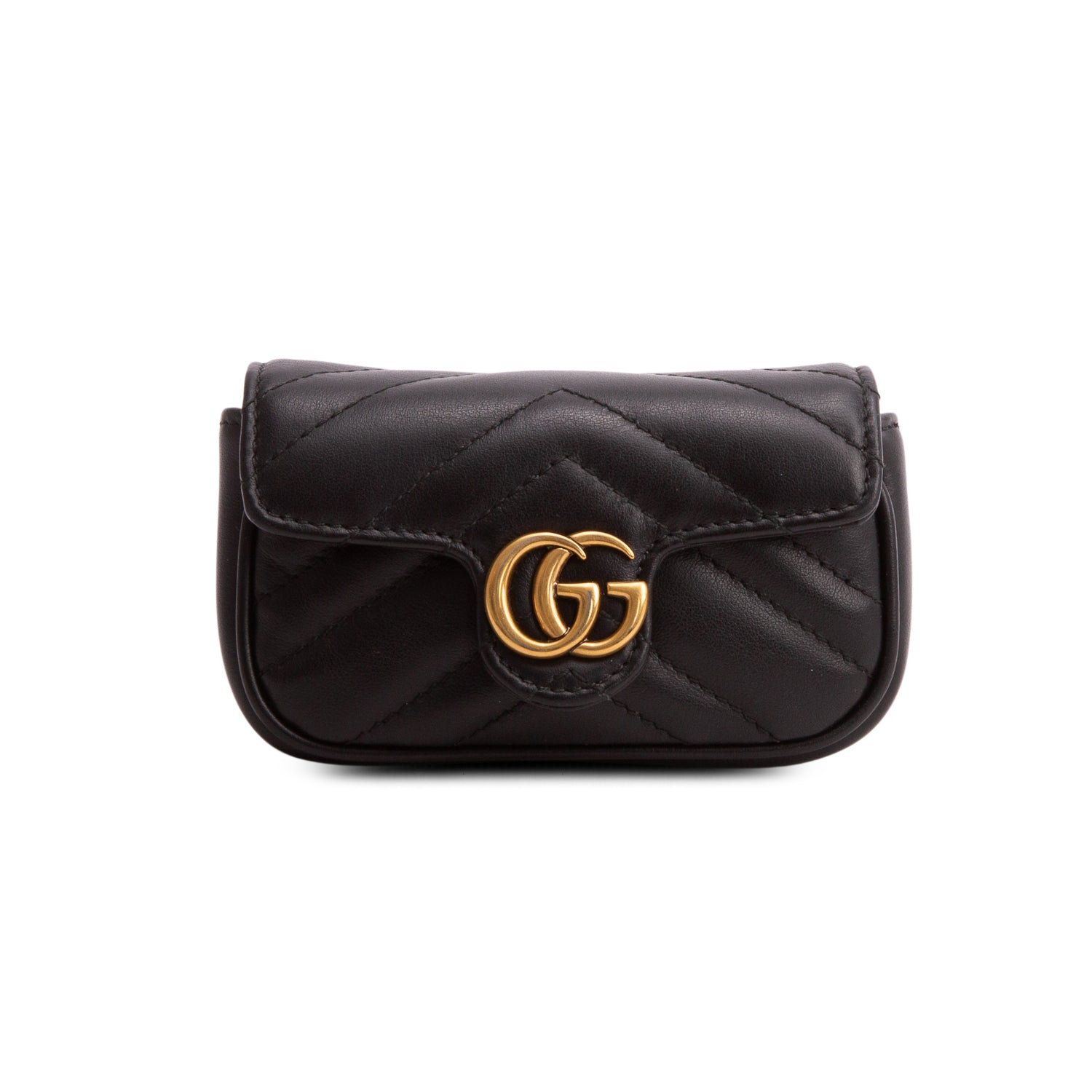 Gucci Black Calfskin Matelasse Marmont Coin Purse on Chain