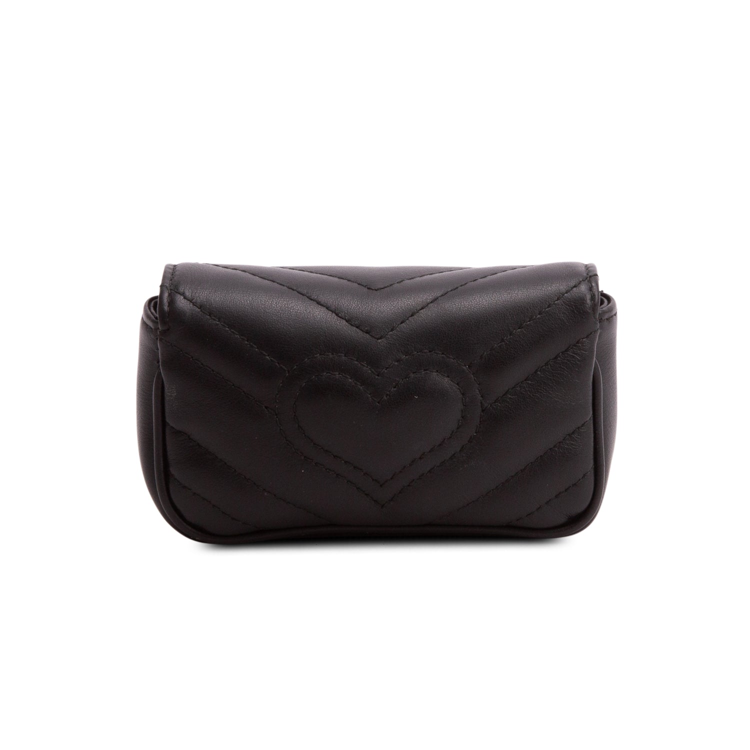 Gucci Black Calfskin Matelasse Marmont Coin Purse on Chain