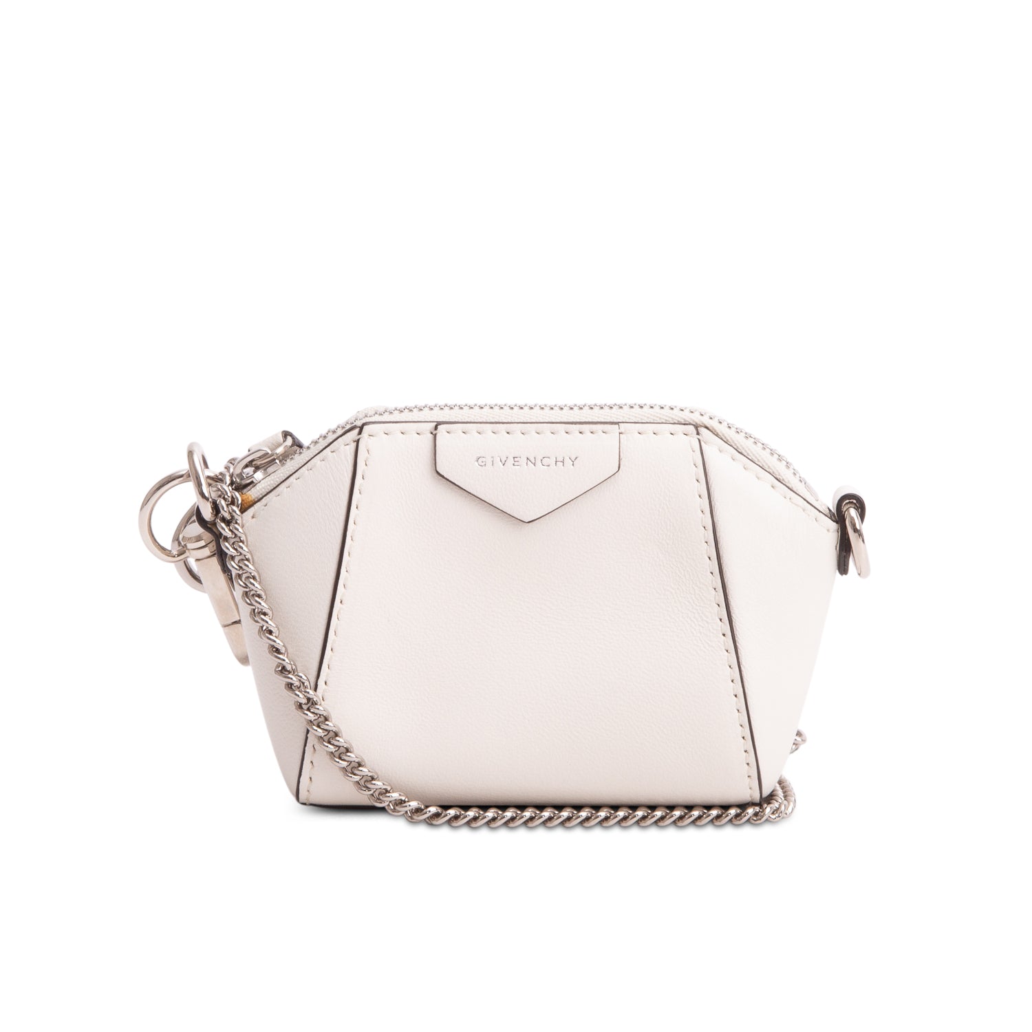 Givenchy 2020 White Lambskin Baby Antigona Bag w/ Chain