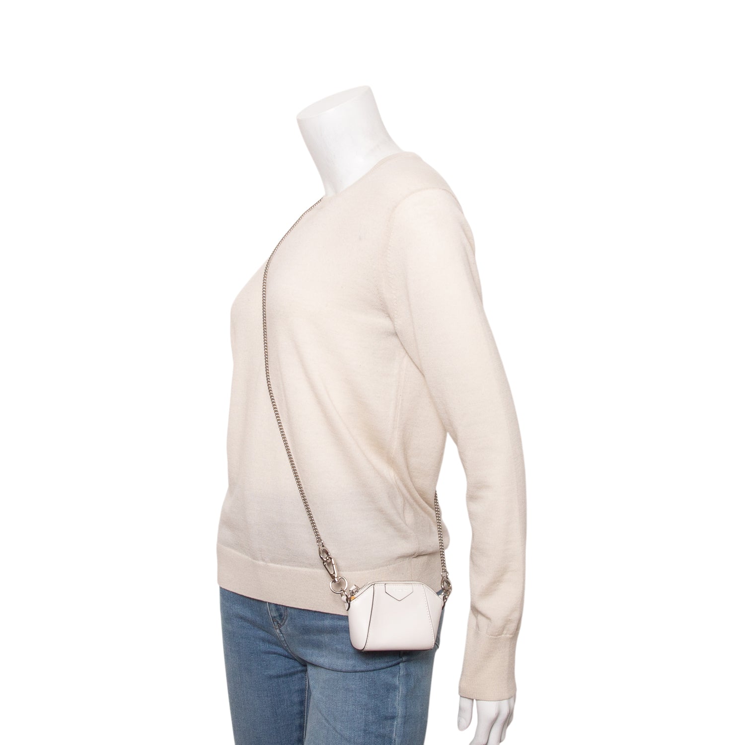 Givenchy 2020 White Lambskin Baby Antigona Bag w/ Chain