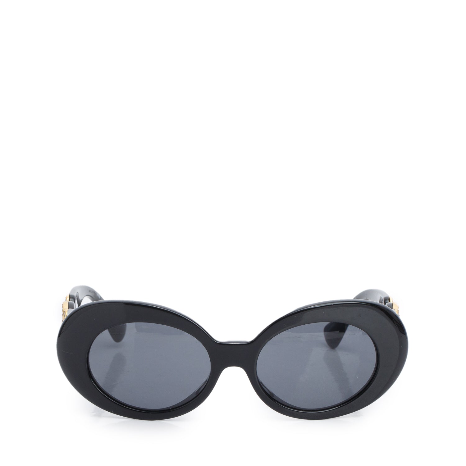 Versace VE4462 Black Acetate Crystal Medusa Oval Sunglasses w/ Case