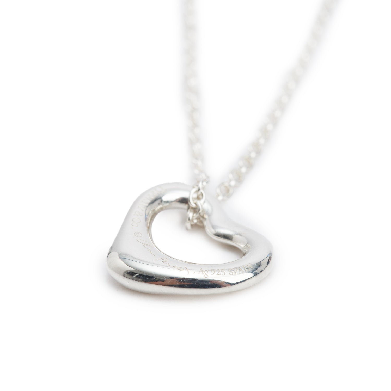 Tiffany & Co. Elsa Peretti Sterling Silver Mini Open Heart Pendant Necklace, 11 MM