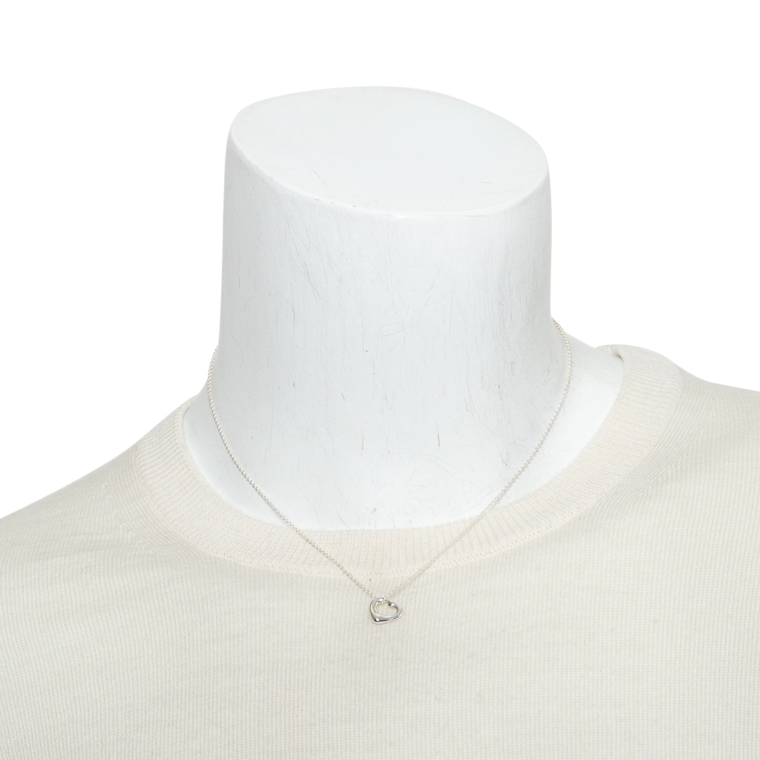 Tiffany & Co. Elsa Peretti Sterling Silver Mini Open Heart Pendant Necklace, 11 MM