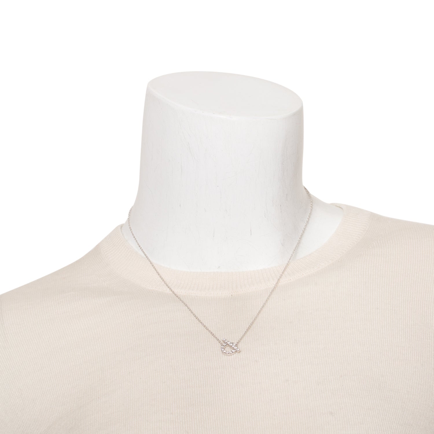 Hermes 18k White Gold Diamond Finesse Pendant Necklace w/ Box