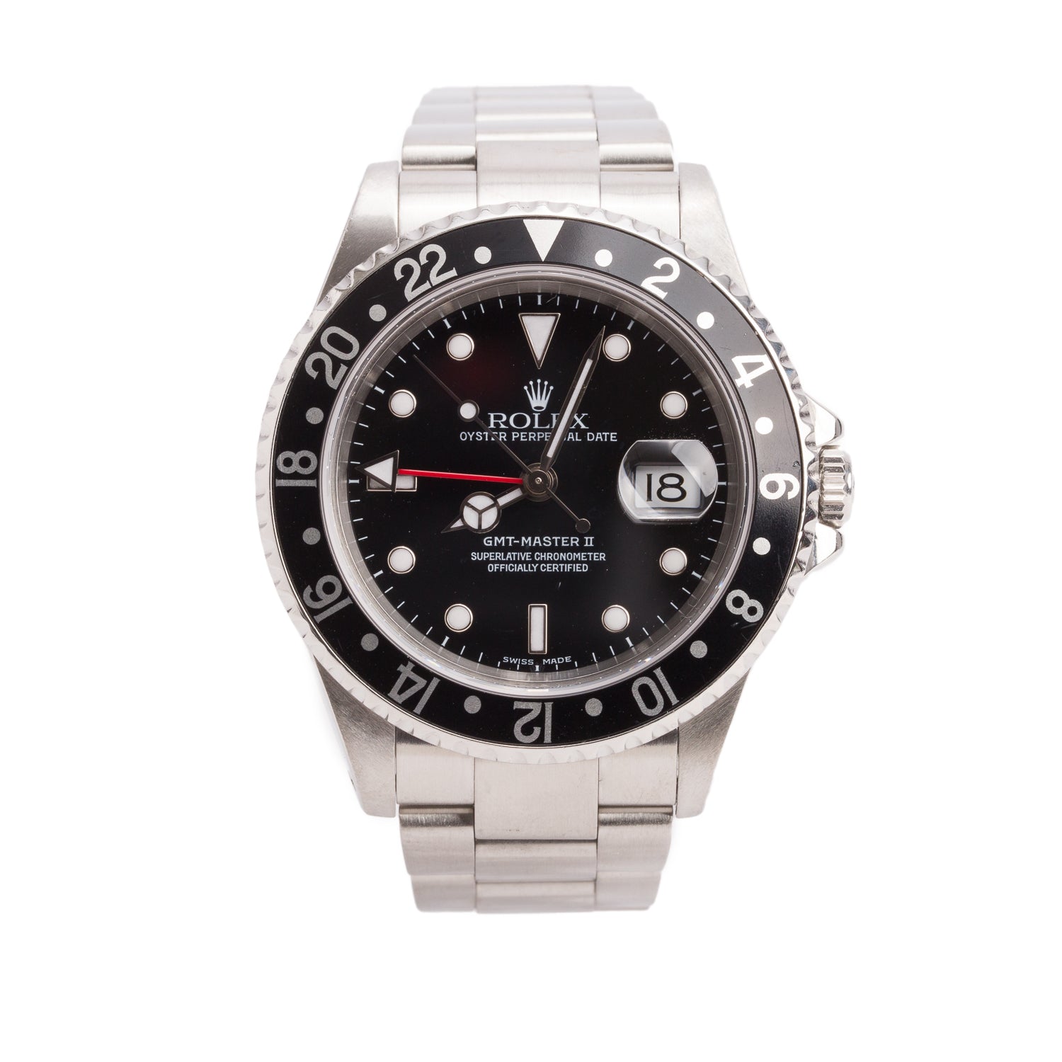 Rolex Stainless Steel GMT-Master II 40 MM Watch Black Dial 16710