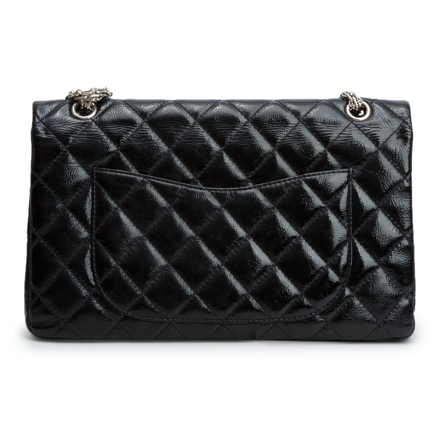 Chanel Black Glazed Calfskin Quilted 2.55 Reissue 227 Double Flap w/ Box & Authenticity Card