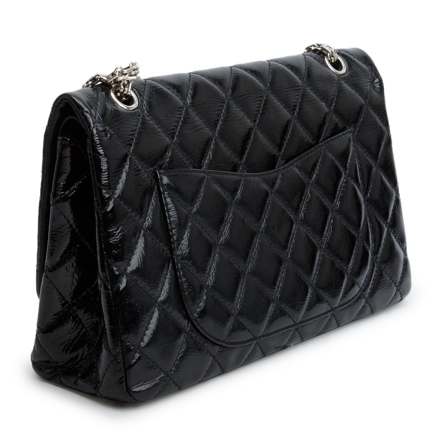 Chanel Black Glazed Calfskin Quilted 2.55 Reissue 227 Double Flap w/ Box & Authenticity Card