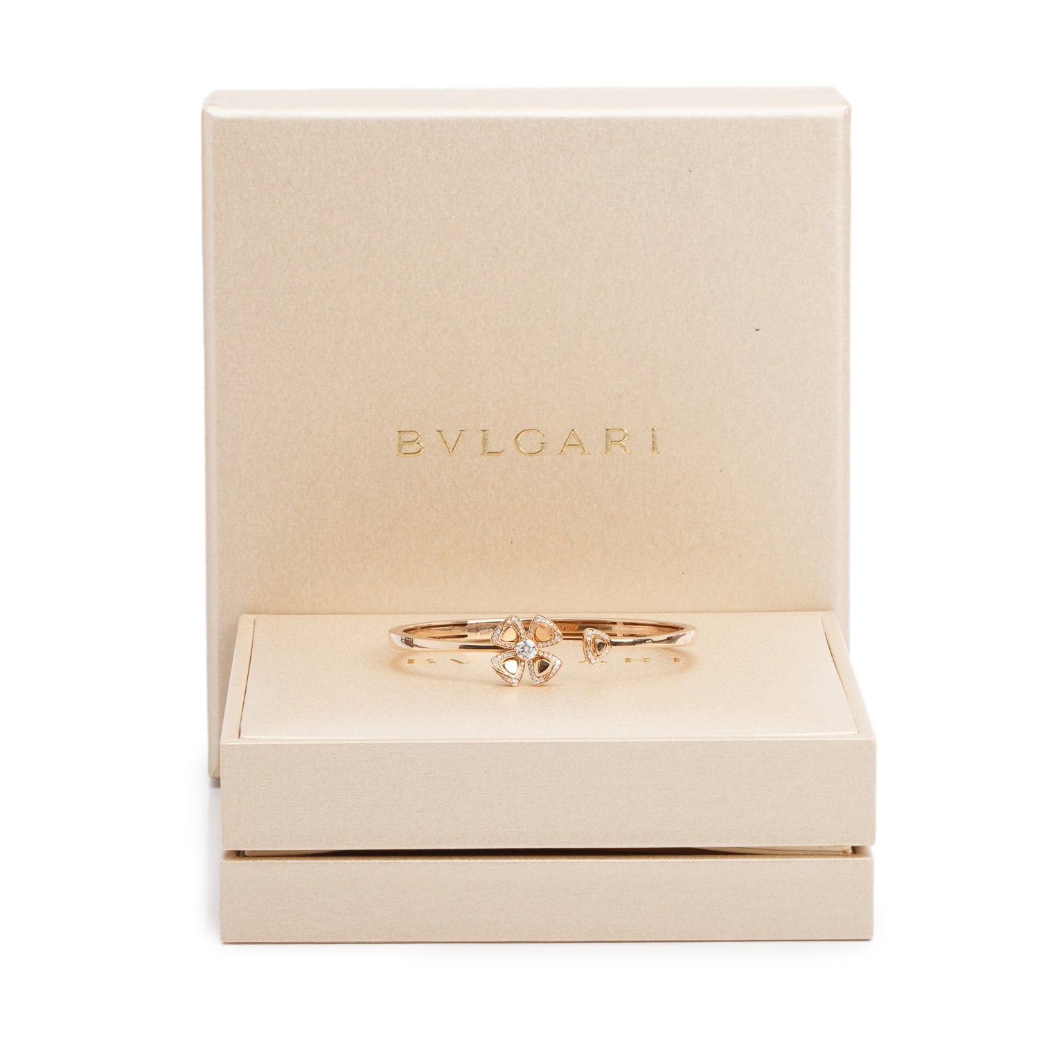 BVLGARI 18k Rose Gold Diamond Fiorever Bracelet, Size S w/ Box