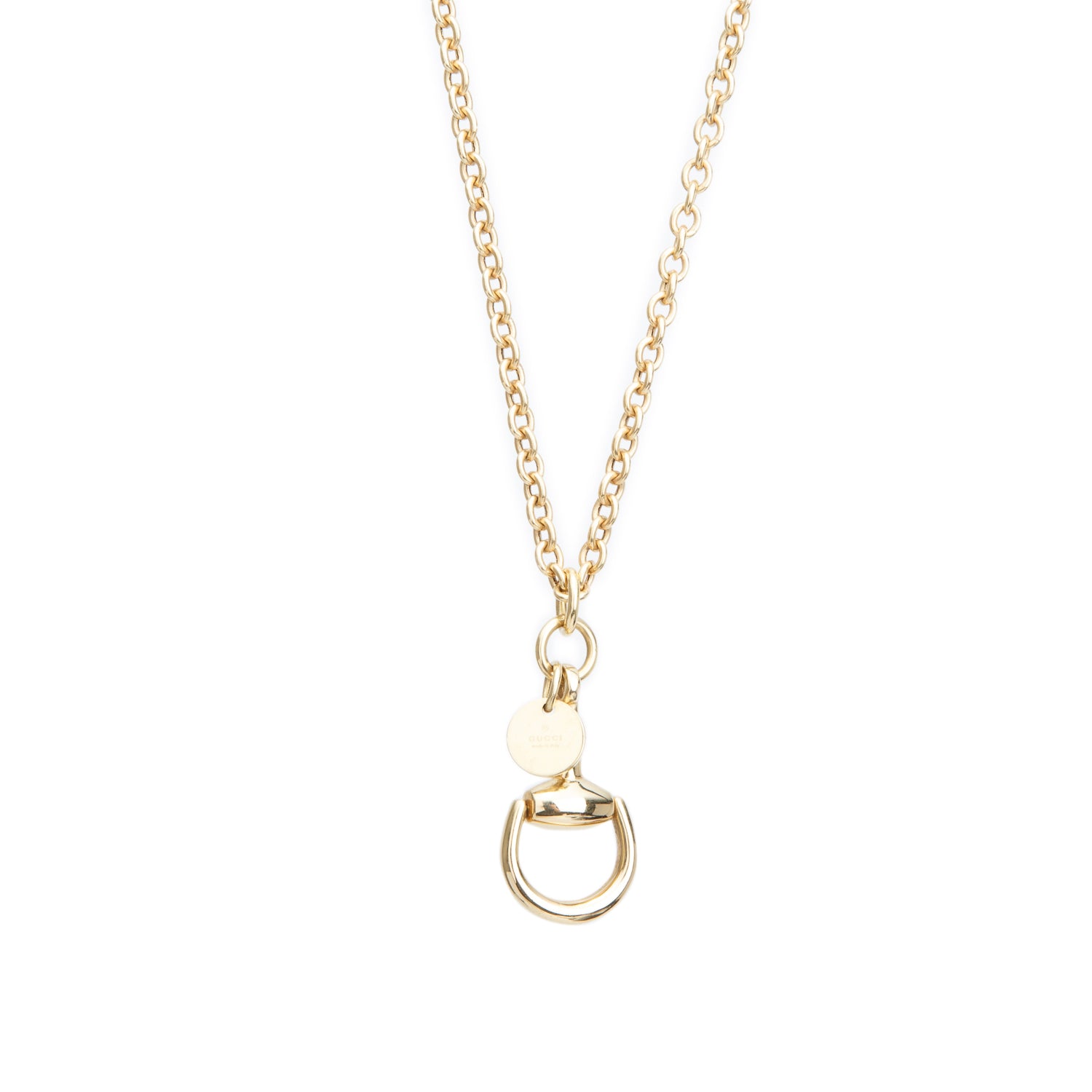 Gucci 18k Yellow Gold Horsebit Pendant Necklace w/ Box