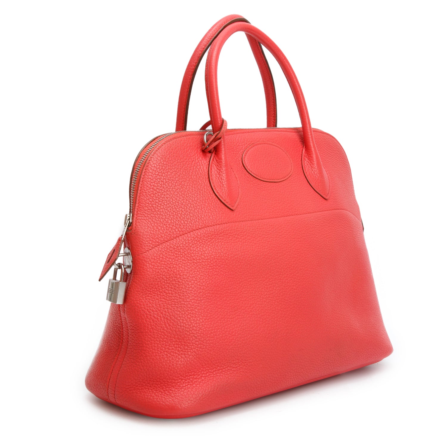 Hermes Rouge Pivoine Taurillon Clemence Bolide 35 w/ Box & Strap