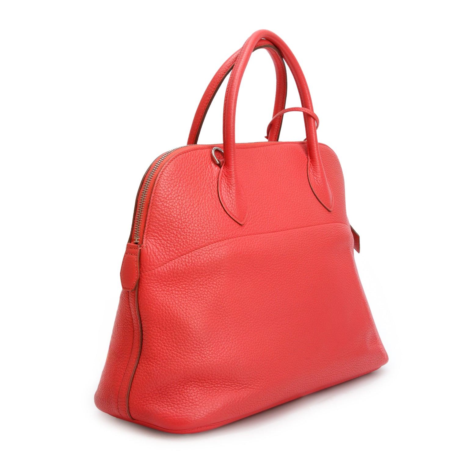 Hermes Rouge Pivoine Taurillon Clemence Bolide 35 w/ Box & Strap