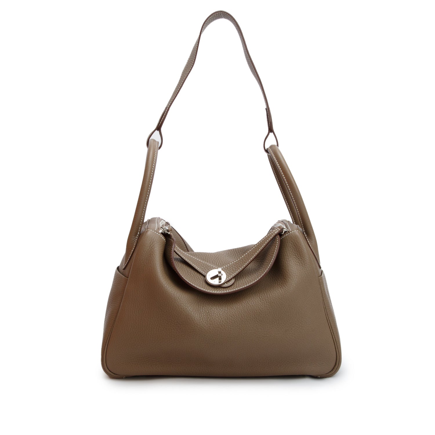 Hermes Etoupe Taurillon Clemence Leather Lindy 30 w/ Box