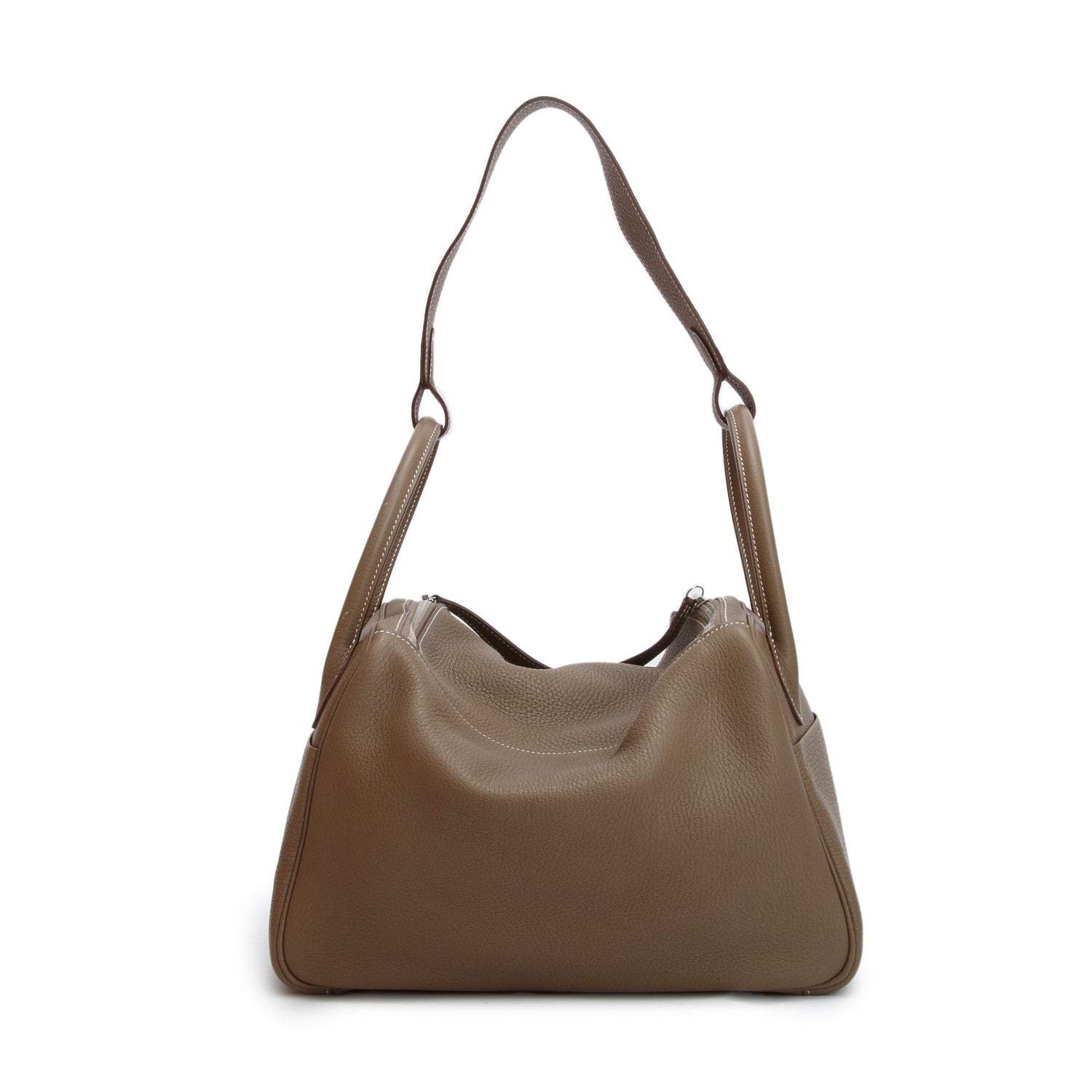 Hermes Etoupe Taurillon Clemence Leather Lindy 30 w/ Box