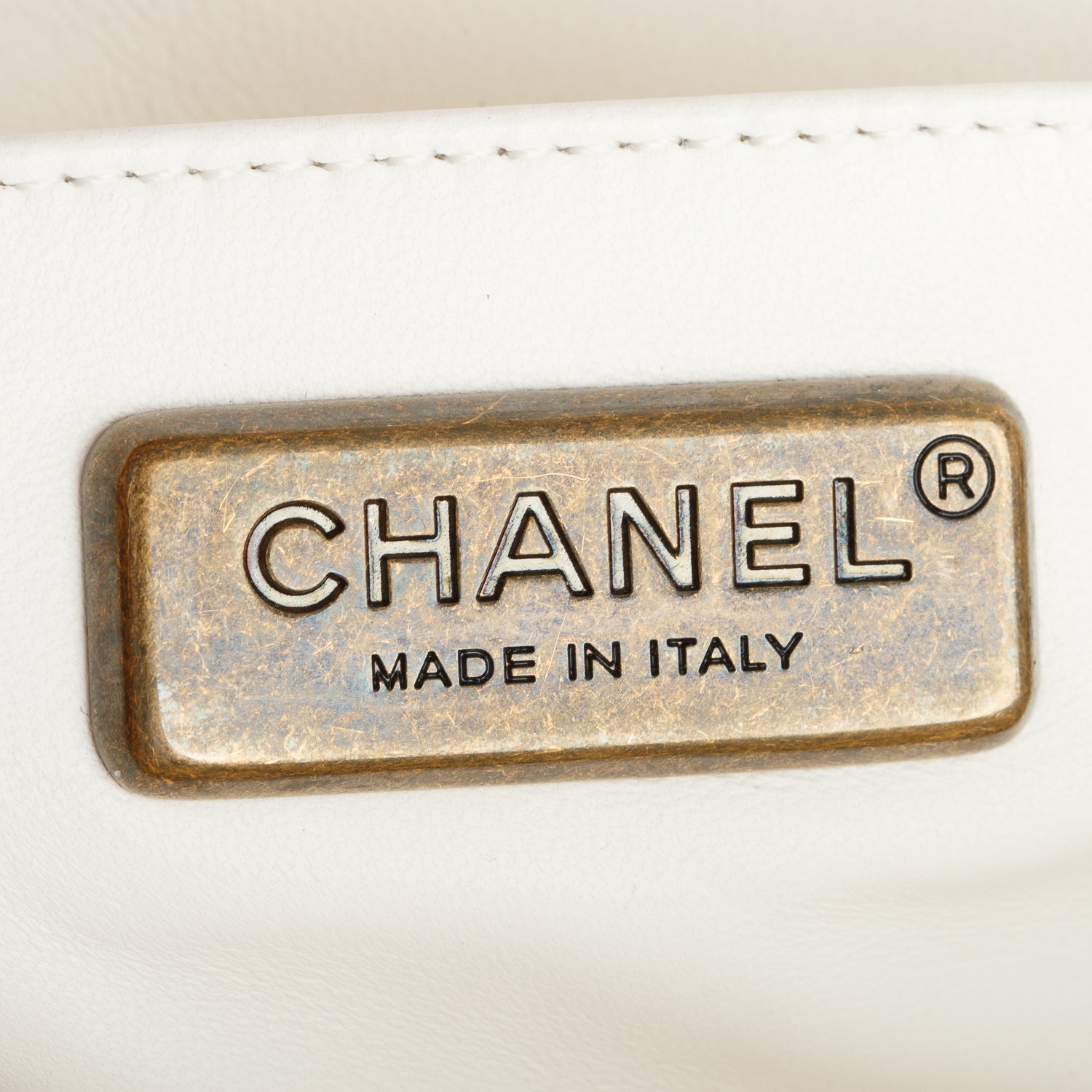 Chanel White Calfskin Python Chevron Embroidered Medium Boy Bag w/ Box