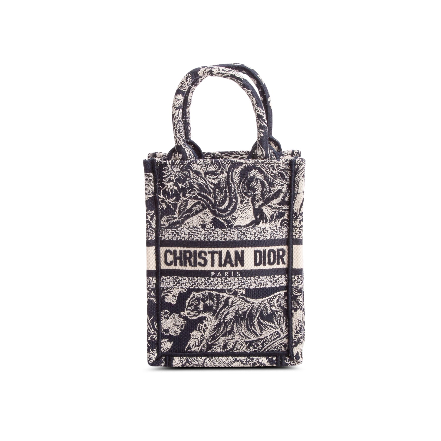 Christian Dior 2022 Blue Canvas Toile de Jouy Embroidered Mini Book Tote w/ Box & Strap