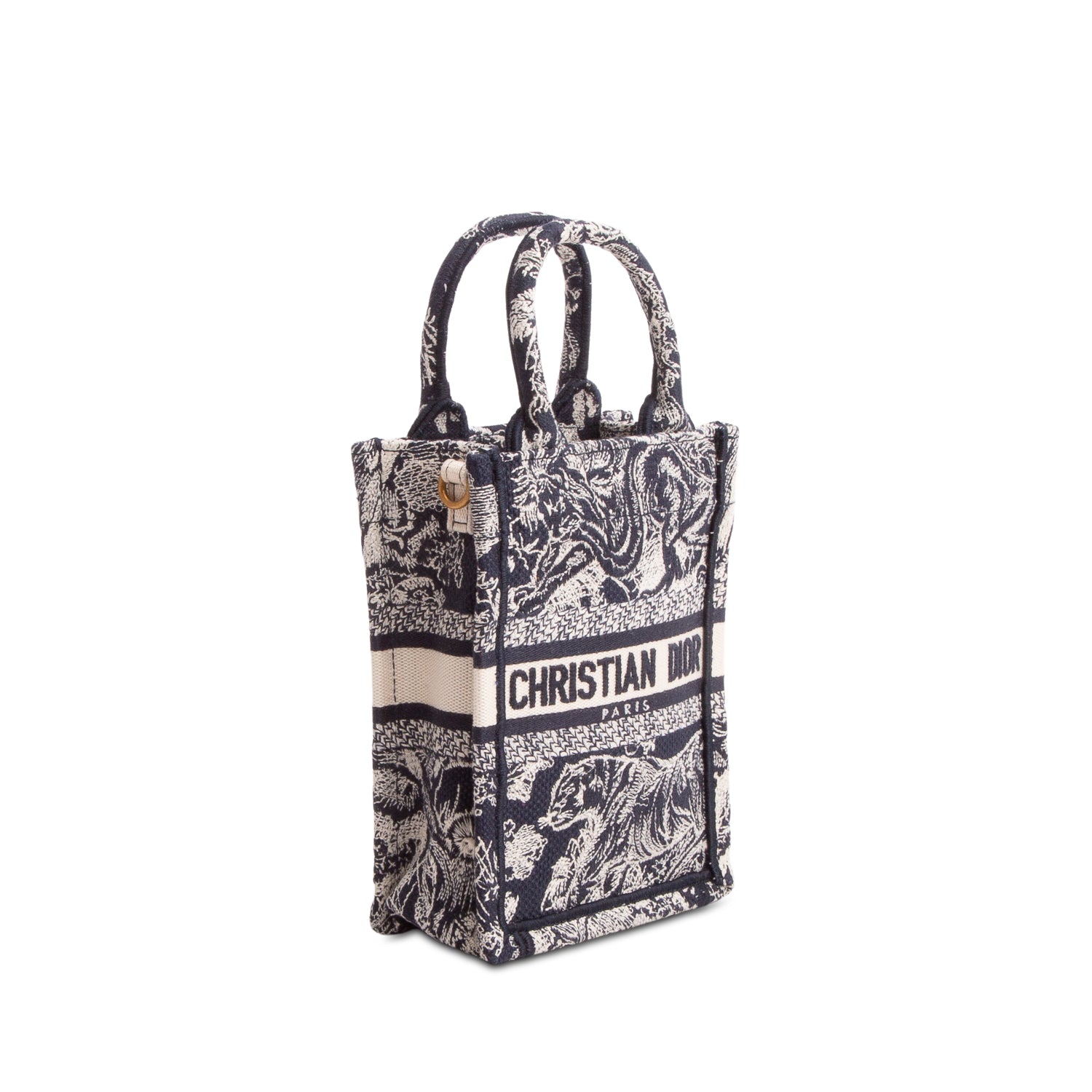 Christian Dior 2022 Blue Canvas Toile de Jouy Embroidered Mini Book Tote w/ Box & Strap