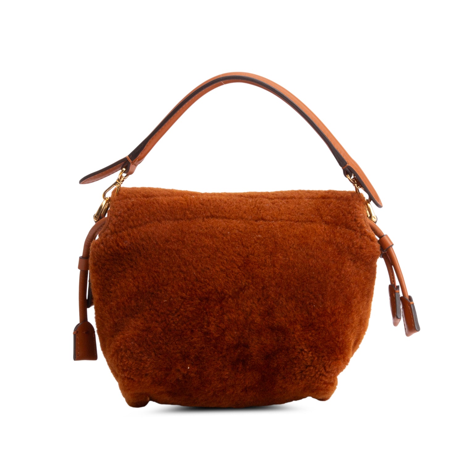 Fendi 2025 Brown Shearling Small Mama Baguette w/ Box, Receipt & Straps