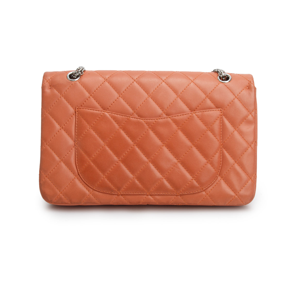 Chanel Peach Quilted Calfskin Leather 2.55 Reissue 227 Double Flap Bag w/ Authenticity Card