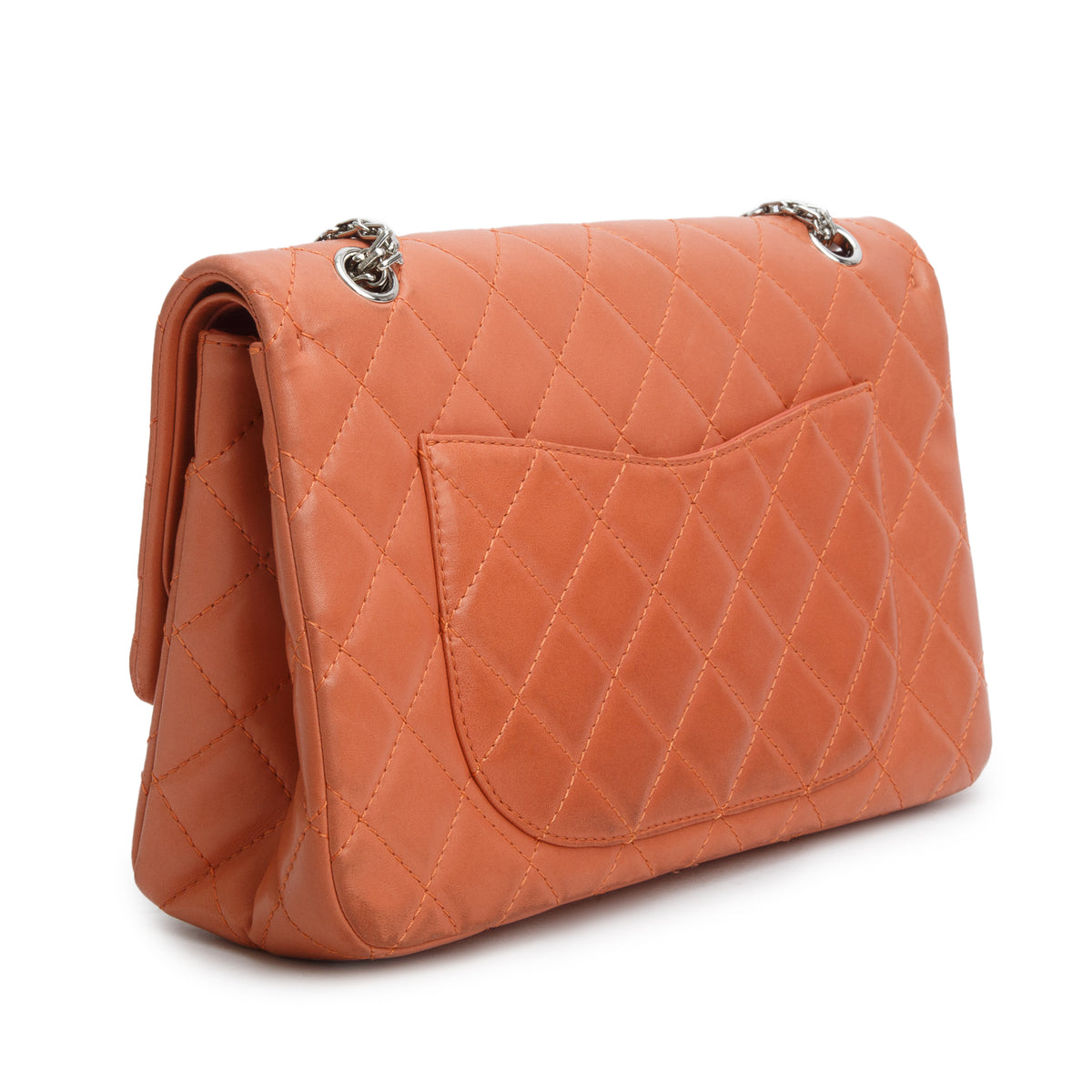 Chanel Peach Quilted Calfskin Leather 2.55 Reissue 227 Double Flap Bag w/ Authenticity Card