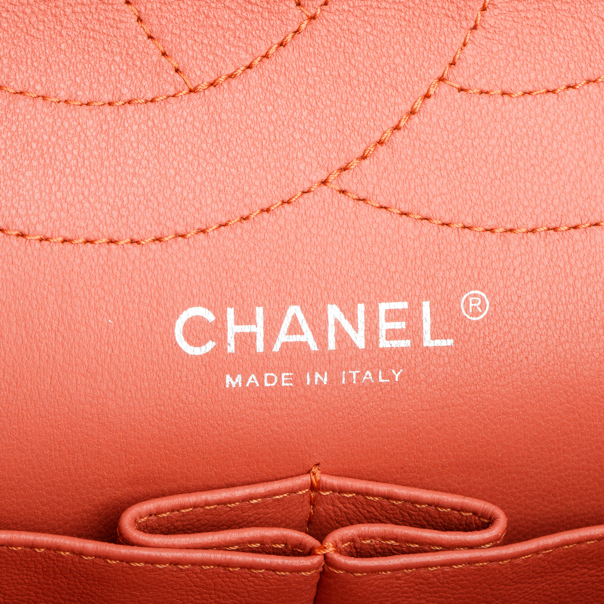 Chanel Peach Quilted Calfskin Leather 2.55 Reissue 227 Double Flap Bag w/ Authenticity Card
