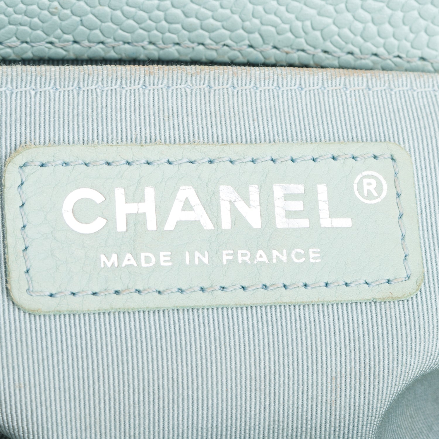 Chanel Turquoise Caviar Chevron Quilted Medium Boy Bag w/ Authenticity Card