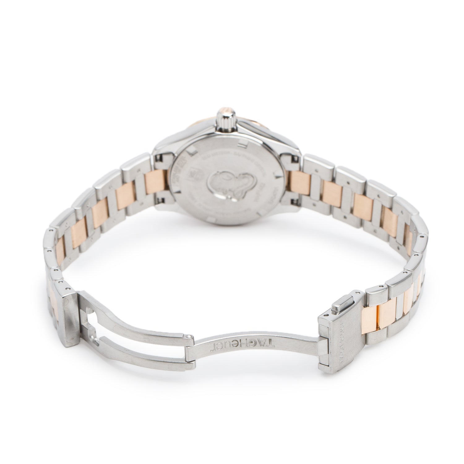 Tag Heuer Stainless Steel & 18 Rose Gold Diamond Bezel Aquaracer 27 MM Quartz Watch Diamond Mother of Pearl Dial WAP1452