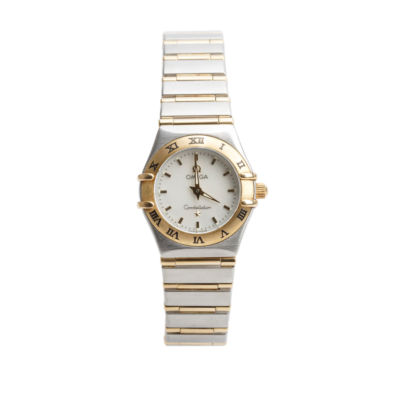 Omega Stainless Steel & 18k Yellow Gold Constellation 22.5 MM Quartz Watch Mother of Pearl Dial