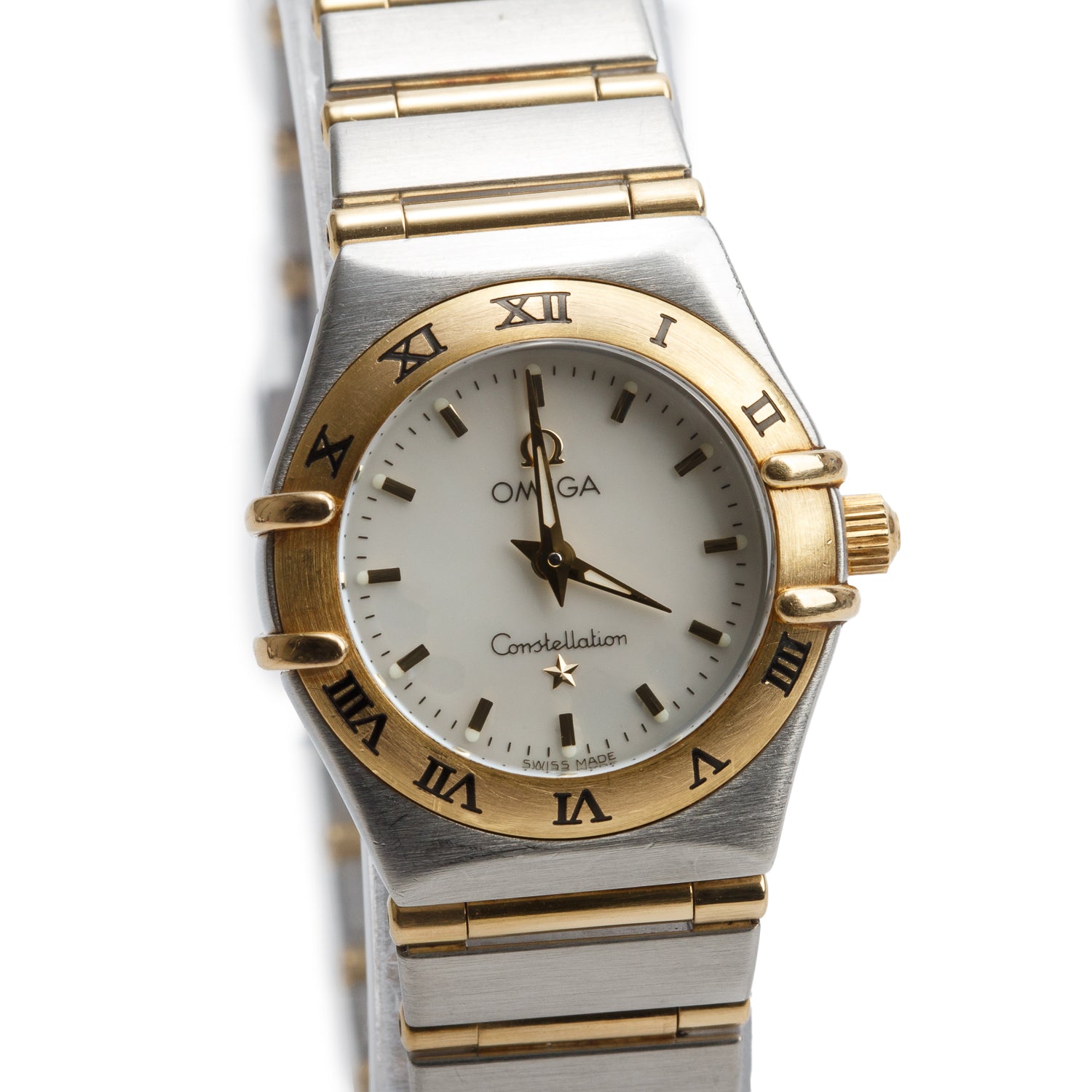 Omega Stainless Steel & 18k Yellow Gold Constellation 22.5 MM Quartz Watch Mother of Pearl Dial