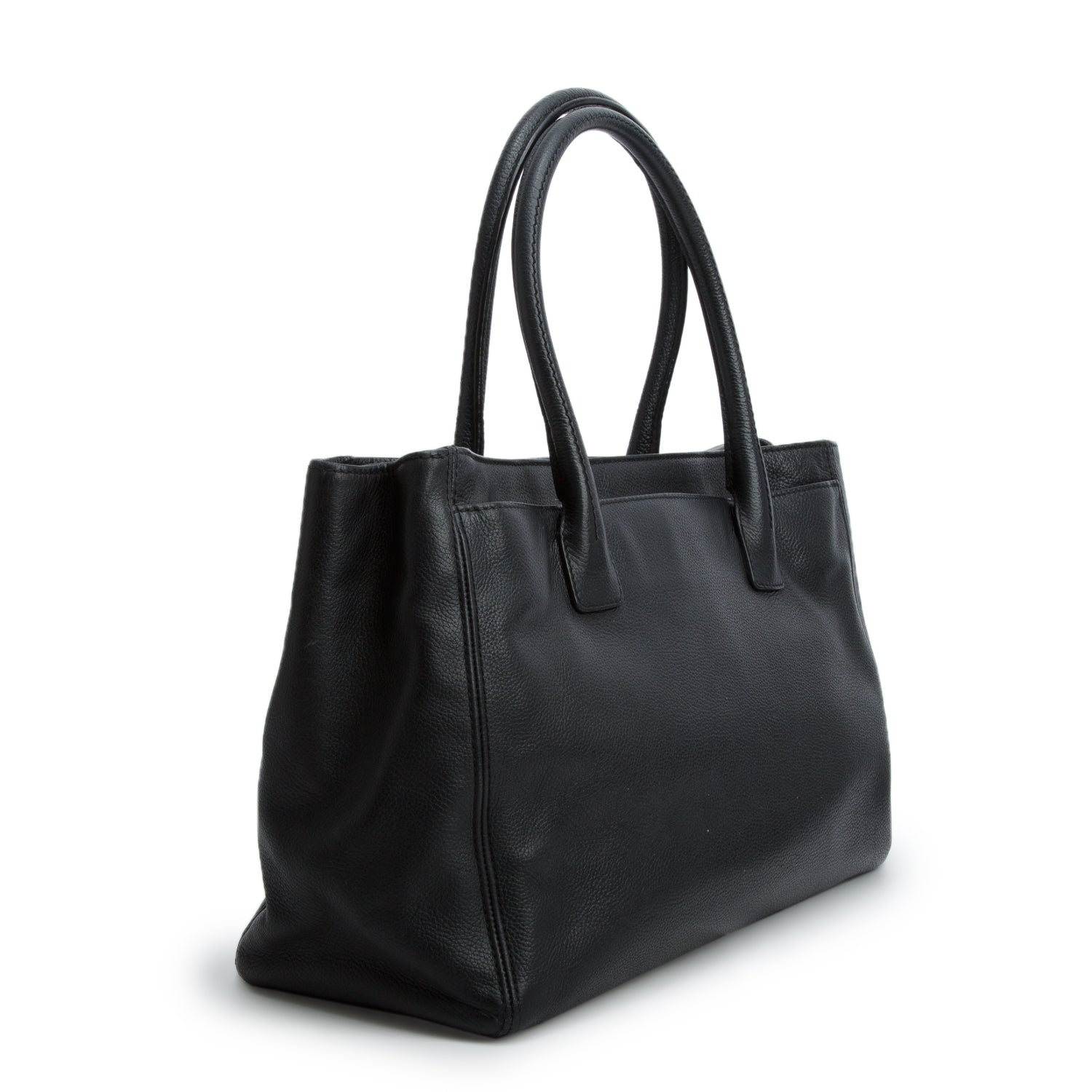 Chanel Black Caviar Mademoiselle Lock Cerf Executive Shopper Tote w/ Pouch