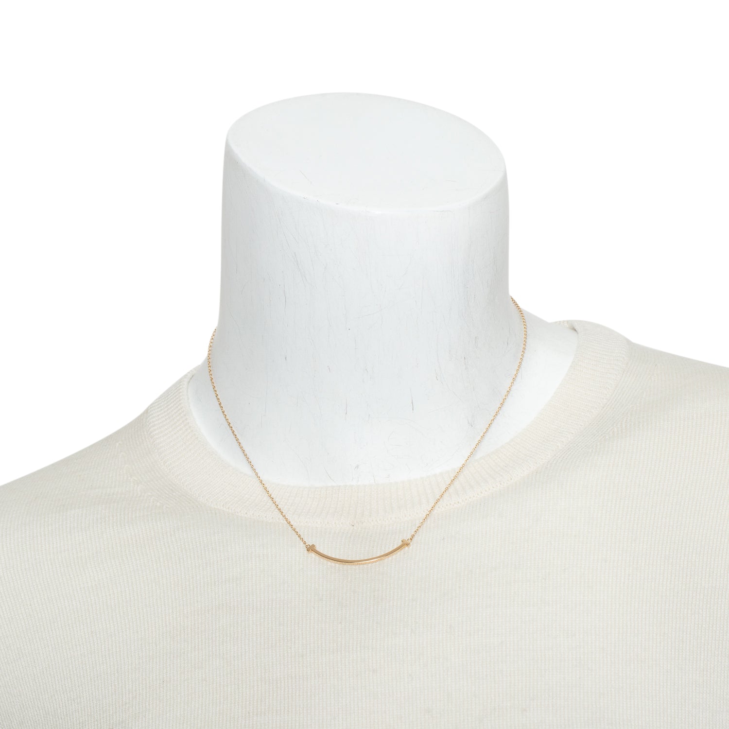 Tiffany & Co. 18k Rose Gold Small T Smile Pendant Necklace w/ Box