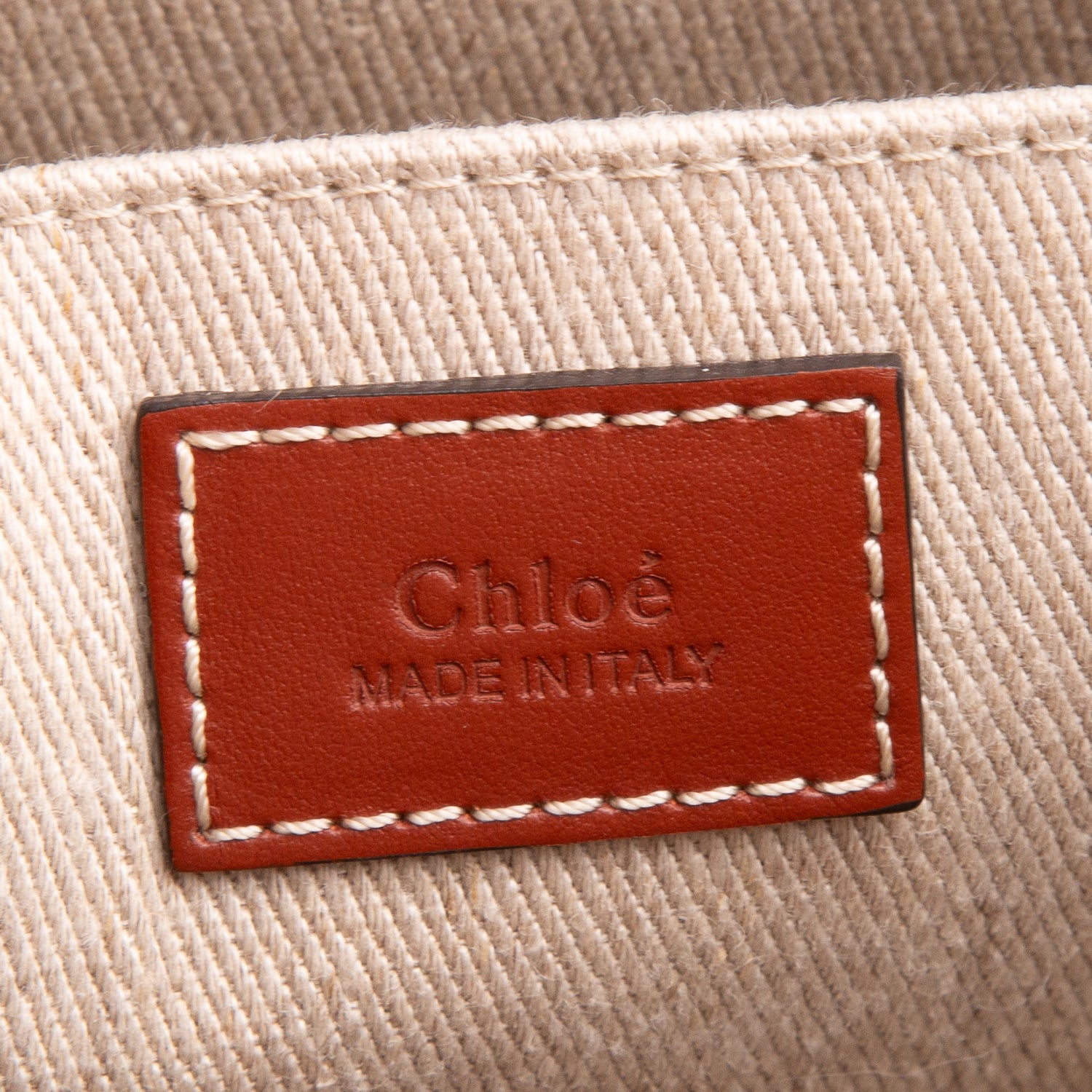Chloe 2022 Beige Calfskin Linen Medium Woody Tote Bag
