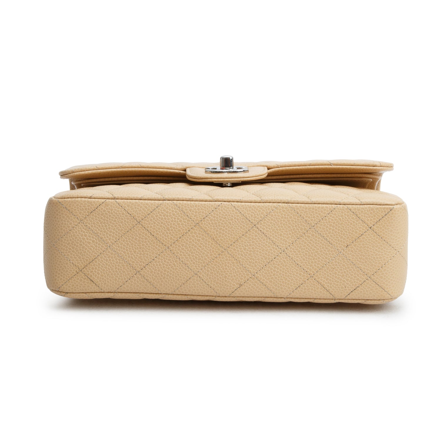 Chanel 2024 Beige Quilted Caviar Leather Classic Small Double Flap Bag w/ Receipt