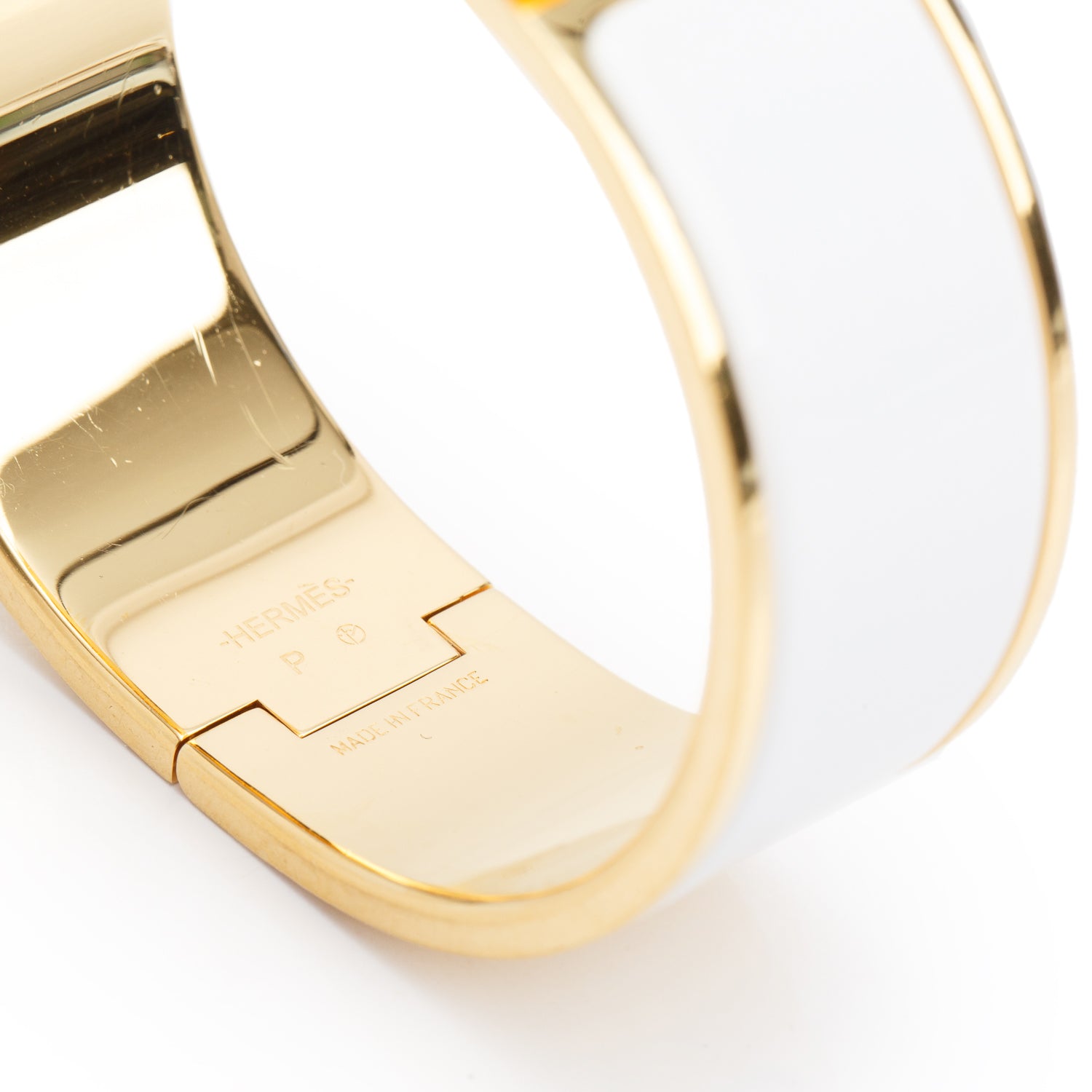 Hermes Gold-Plated White Enamel Clic Clac H Bracelet