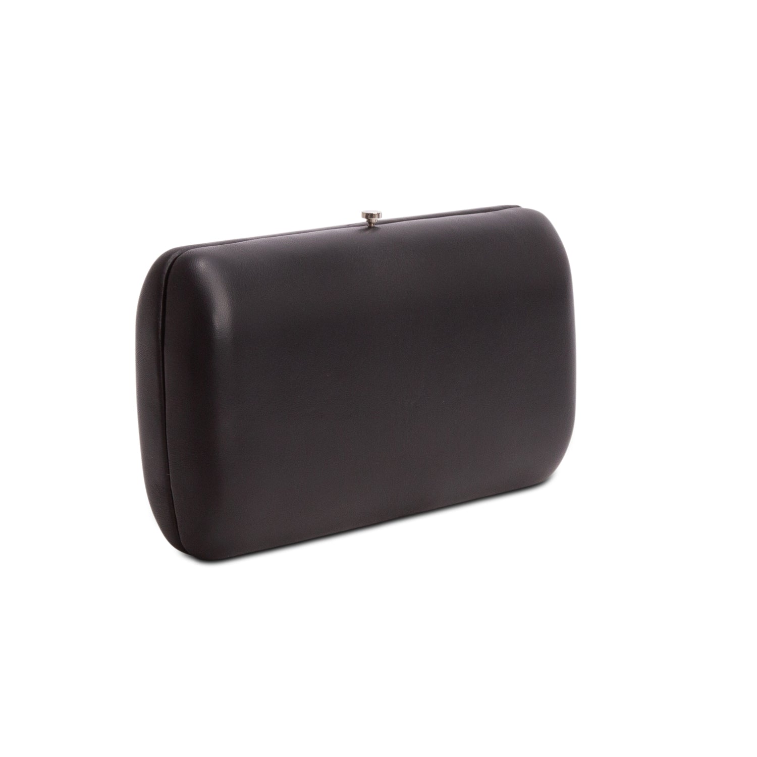 Prada Black Nappa Kiss Lock Clutch w/ Box, Authenticity Card & Chain