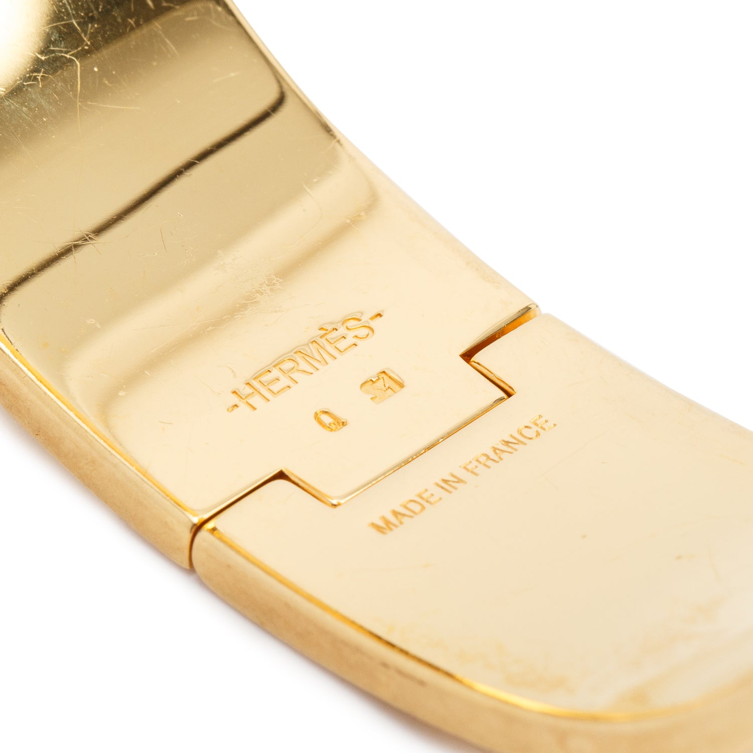 Hermes Gold-Plated Blanc Enamel Clic Clac H Bracelet w/ Box