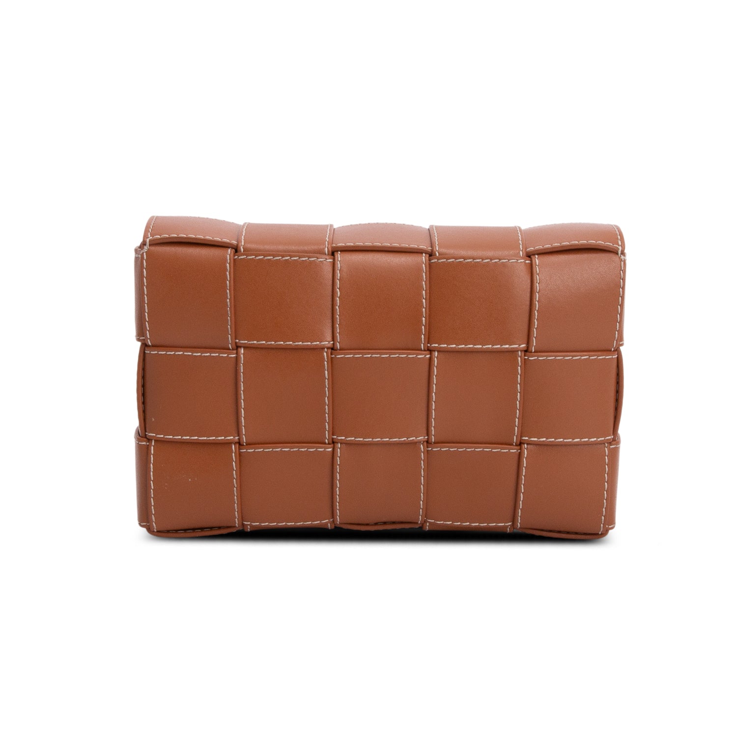 Bottega Veneta Brown Lambskin Maxi Intrecciato Small Cassette Crossbody Bag