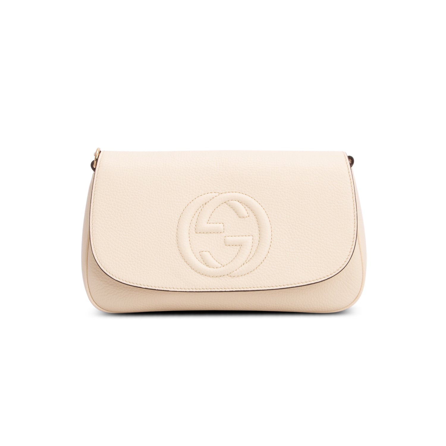 Gucci Cream Pebbled Calfksin Medium Soho Chain Crossbody Bag