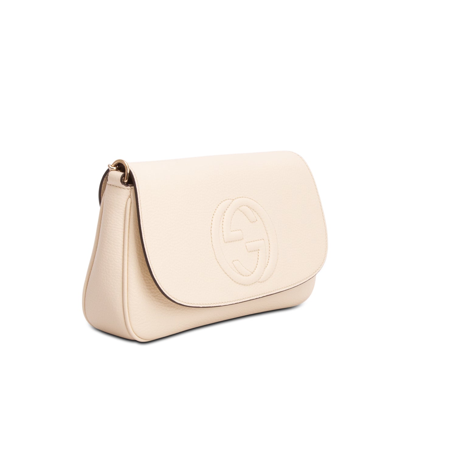 Gucci Cream Pebbled Calfksin Medium Soho Chain Crossbody Bag