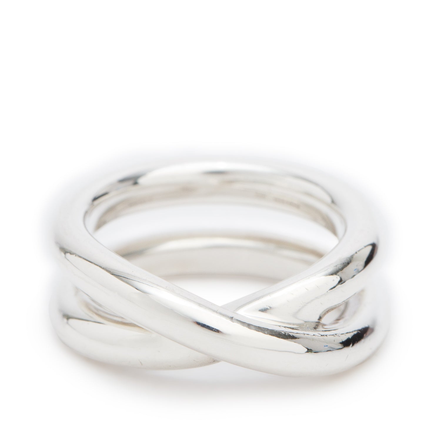 Tiffany & Co. Paloma Picasso Sterling Silver Le Cercle Cross Over Band Ring, Size 5.25