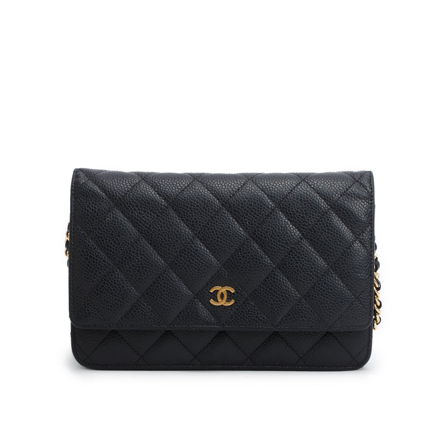 Chanel Black Caviar Quilted Classic Wallet on Chain